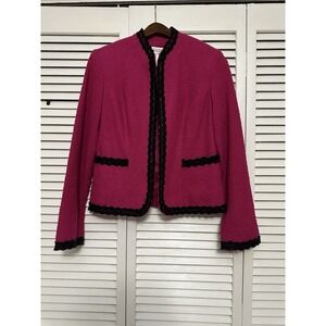 Alessandro Blazer Hot Pink And Black Lace Lined Size 4 Barbiecore Career Classy